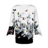 Damenmode V-Ausschnitt Druck 3/4 Ärmel Druck T-Shirt Slim Top Lässige Oberteile