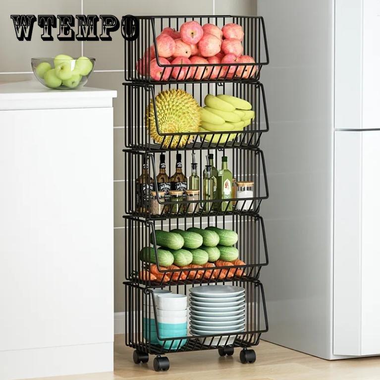 Floor-to-ceiling Multi-layer Rack Kitchen Fruit Vegetable Rack Vegetable and Fruit Basket Bedroom Storage Rack Snack Storage Rack
