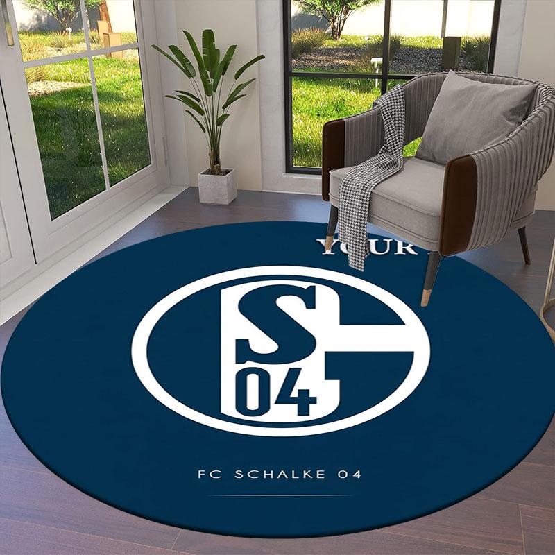 FC Schalke 04 Custom Name Round Area Rug,Carpet Rug for Living Room Bedroom Sofa Playroom Decor,Non-slip Floor Mat