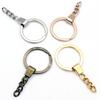 10pcs/lot Key Ring ( Ring Size: 30mm ) Key Chain Rhodium Bronze Gold Plated 50mm Long Round Split Keychain Keyrings Wholesale