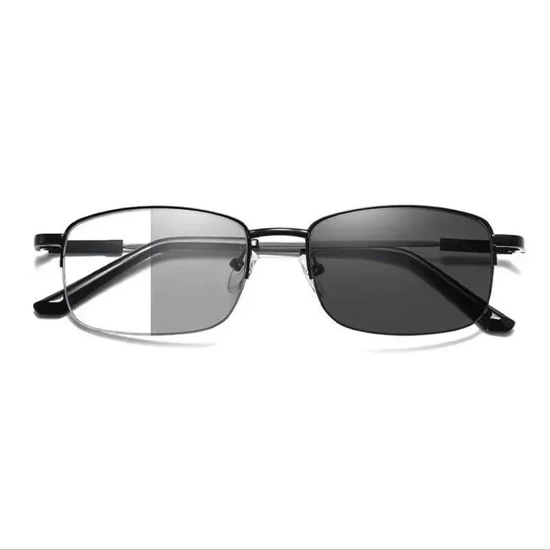 Half Frame Business Multifocal Photochromic Eyewear Memory Titanium Alloy Reading Glasses Anti-blue Light Far Sight Glasses