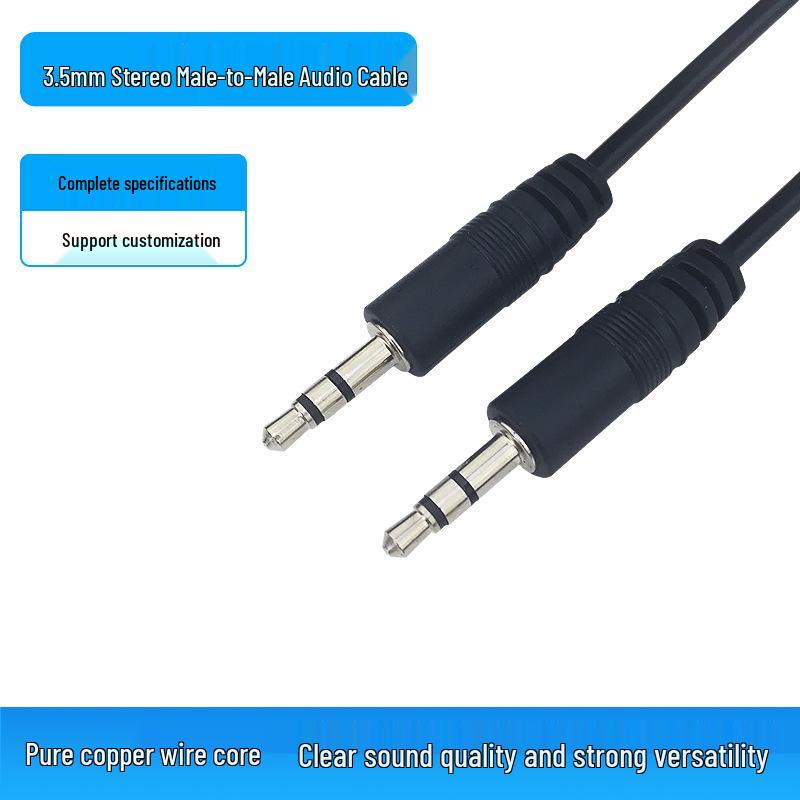 

3.5mm Male-to-Male Pure Copper Audio Cable for Speakers, Earphones, MP3/MP4 Extension Black 0.5m