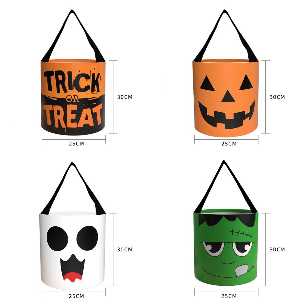 Halloween Pumpkin Bag With Cartoon Design For Trick Or Treat Candy Collecting