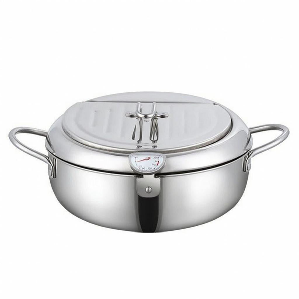 Frying Pot with Thermometer Uncoated Tempura Fryer Accurate for Home Cooks