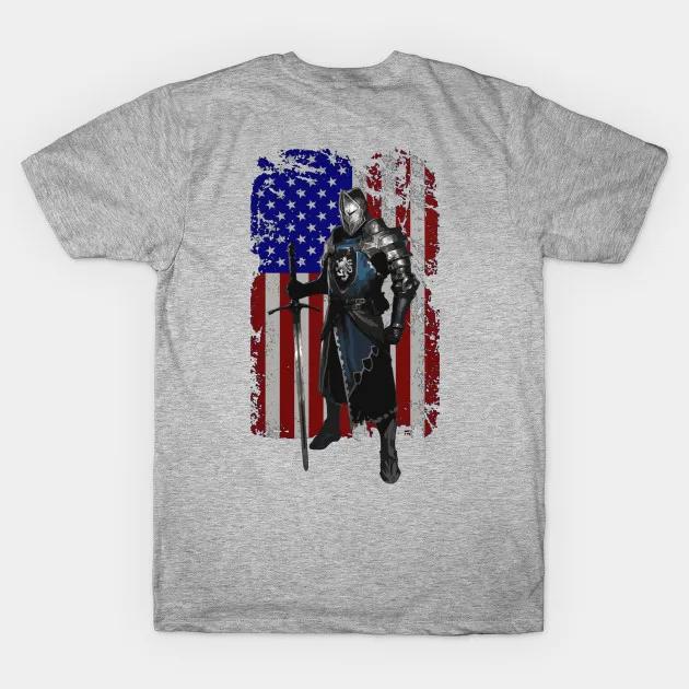 Warrior of God. America Crusader Stars and Stripes Templar T-Shirt. Summer Cotton Short Sleeve O-Neck Mens T Shirt New S-3XL
