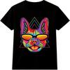 Dog T Shirt Pop Art Sunglasses Graphic Tee Cool Dog Neon Artwork Design Top