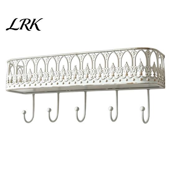 Appendiabiti Decorativo in Ferro da Parete, Mensole Galleggianti, Mensola in Metallo con 5 Ganci, Portachiavi, Appendiabiti Decorazione Casa Retrò, Organizzatore per Posta, Contenitore