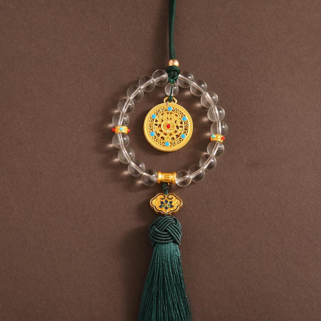 Slitinový přívěsek v čínském stylu s galvanickým pokovením pro auto s dutým designem starověkého kompasu