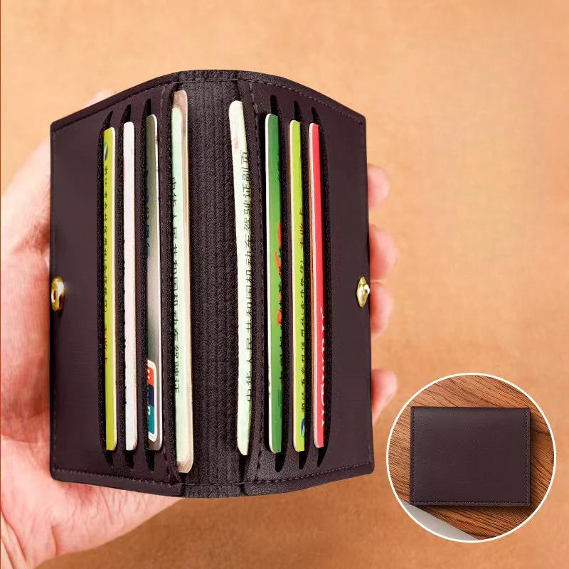 Ultra-thin Small Bank Card Multi Slot Card Holder Wallet for Women and Men Solid Leather Credit Card Bag Male CardHolder