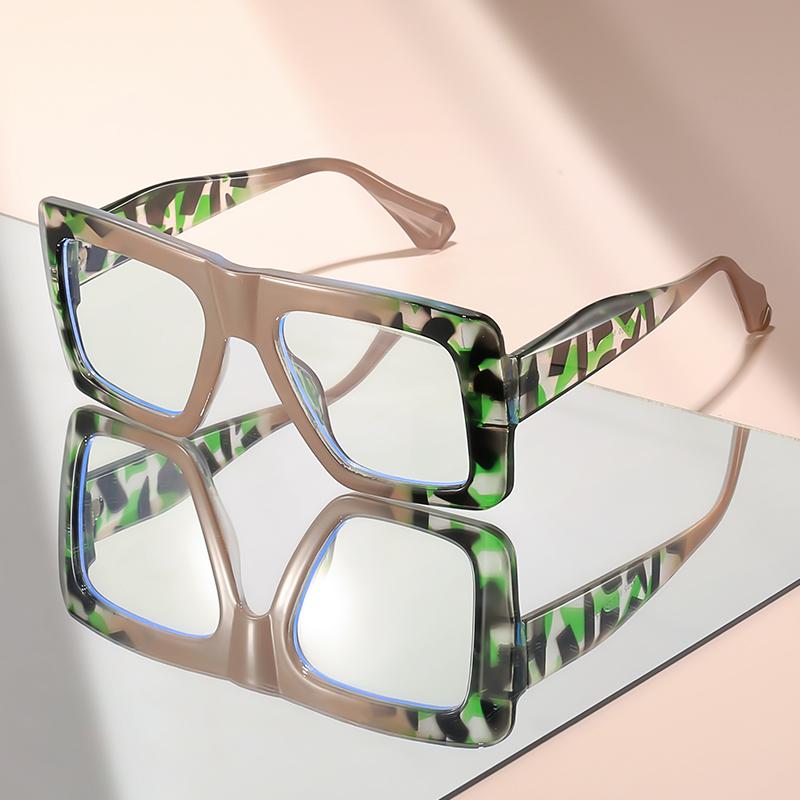 

New fashionable large-framed flat-top anti-blue light glasses to enhance face shape and travel photography flat light lenses