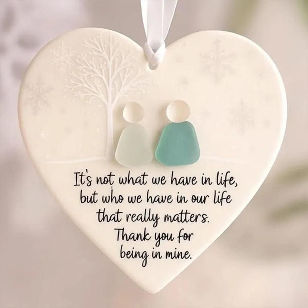 Friendship Heart Keepsake Decor Pendant Heart shaped sea glass friendship decoration for Beach Patio Home Garden Lawn Room