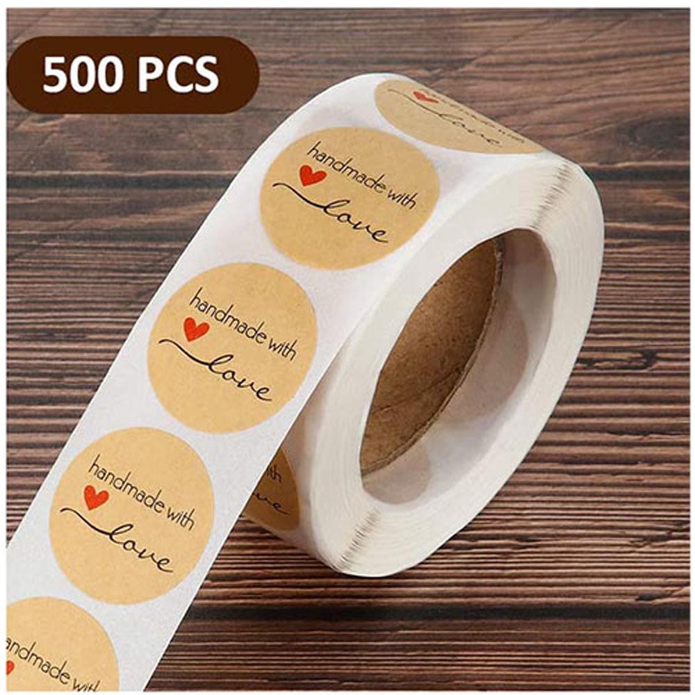 500 Kraft Paper Self-Adhesive Thank You Stickers for Baking Gifts Sealing Labels