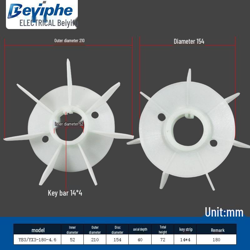 High-Temperature Resistant Y3/YX3 Plastic Cooling Fan Blade 0.55-160KW Energy Saving, New YE3.