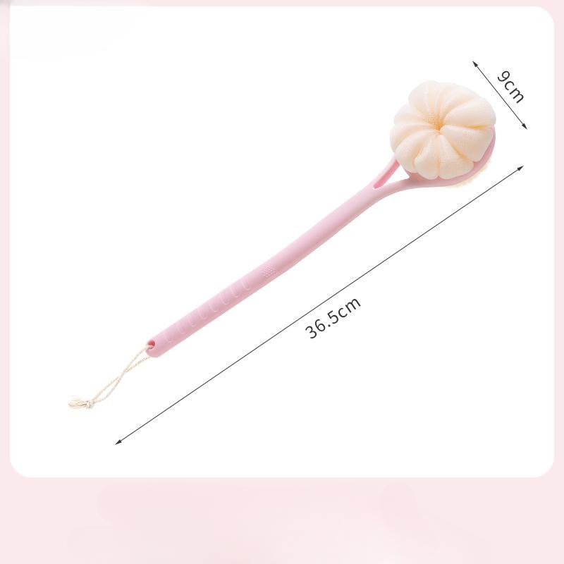 

Щетка для ванны с длинной ручкойМягкая щетинаЩетка для растирания спиныДвусторонняя щеткаЩетка для ванныШарик для ванны розовый