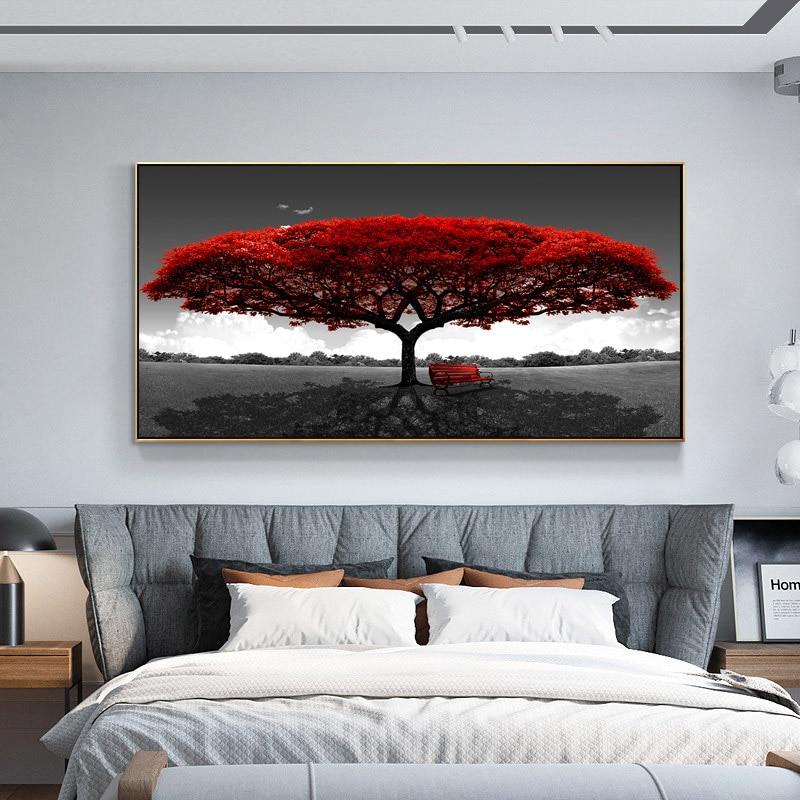 Pintura de flores de paisaje de viento, decoración de arte de la pared, decoración minimalista nórdica, póster, imagen, pintura para decoración del hogar y sala de estar
