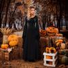 Abito da Strega Rinascimentale di Halloween per Donna Abito Gotico Vittoriano Manica Lunga a Campana Costume Medievale per Festa di Halloween Cosplay