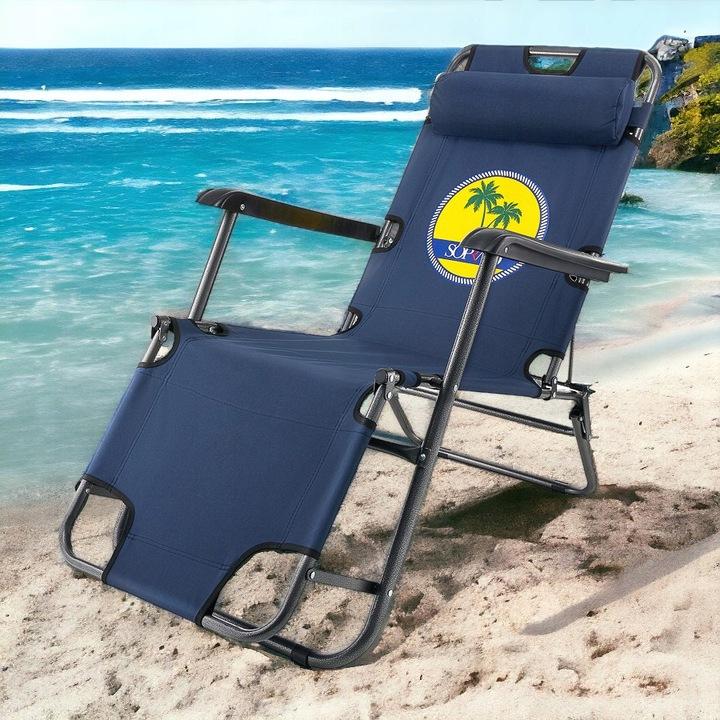3 Wzory Leżak Plażowy Fotel Ogrodowy Składany Na Plażę 2W1