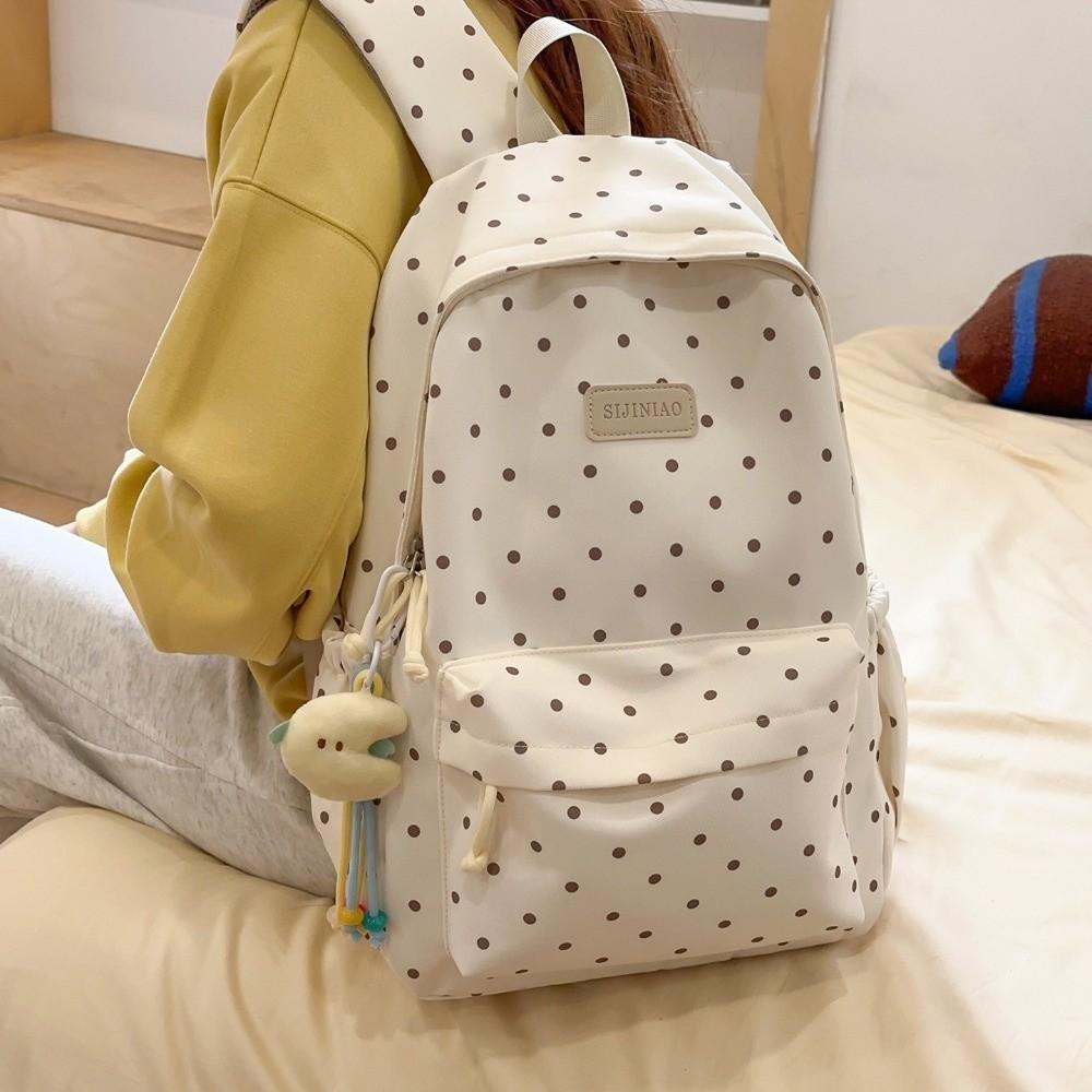 Large Capacity Polka Dot Backpack Dual-Shoulder School Bags Travel Backpack  Students