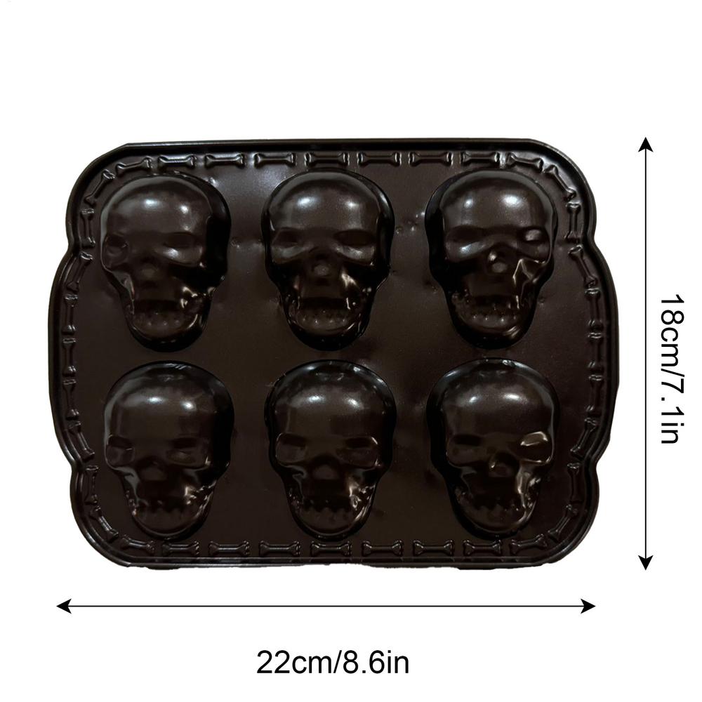 

Portable 3D Skull Mold Haunted Skull Cakelet Pan Mold Halloween Bakeware Skull Mould Biscuits Baking Cake Mould Kitchen Gadget чорний