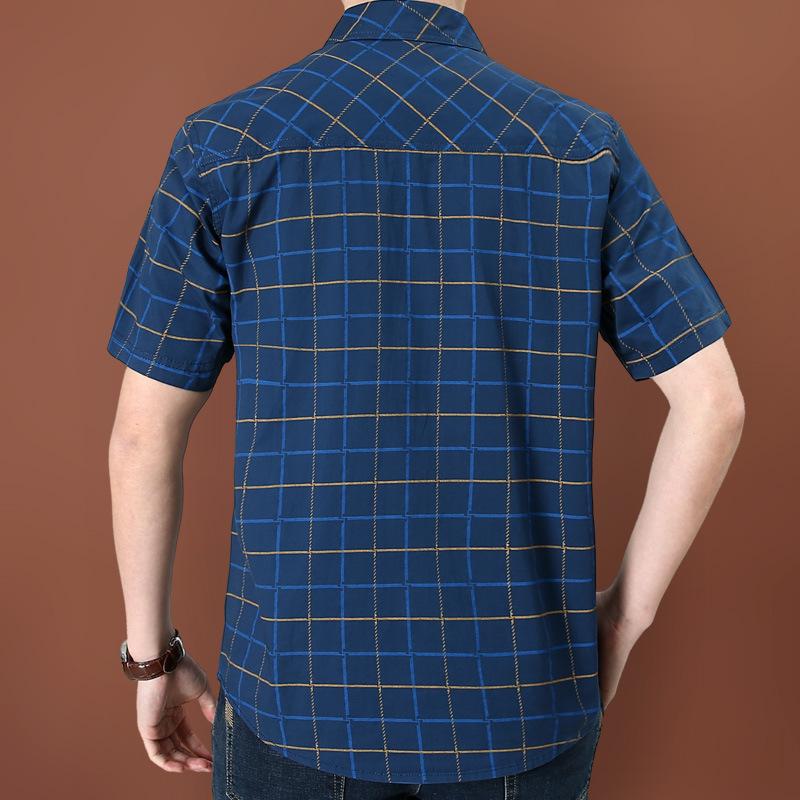 Plaid Shirt Men's Short-sleeved Summer Loose Big Yards Shirt Casual Men's Half-sleeved Shirt Comfortable and Durable Men's Tops Fashionable Trend