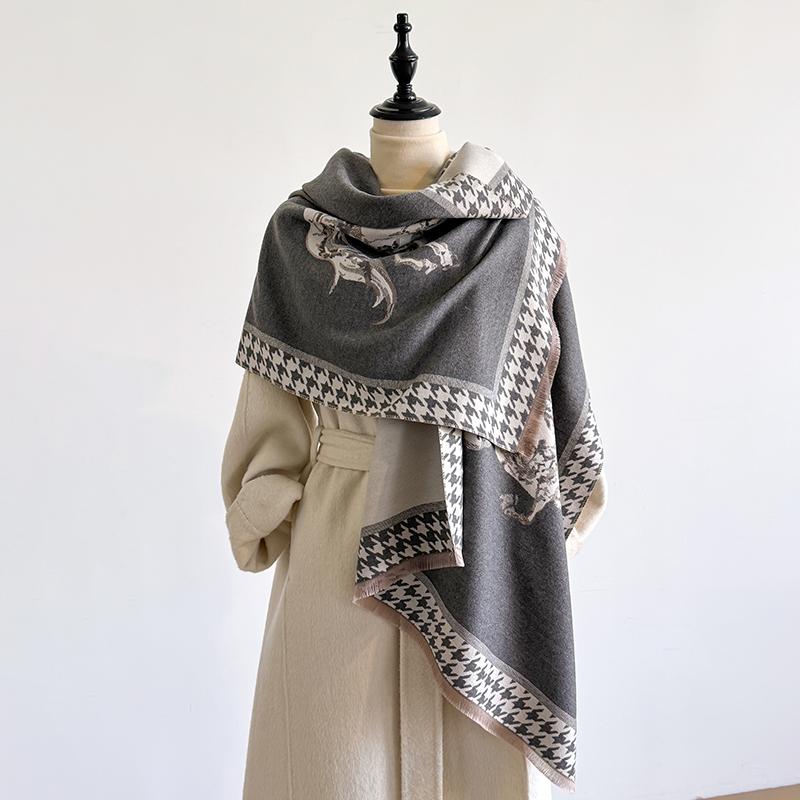 Elegant Zebra Striped Scarf Imitation Cashmere Soft Warm Versatile Shawl Coldproof Windproof Blanket Scarf For Autumn Winter