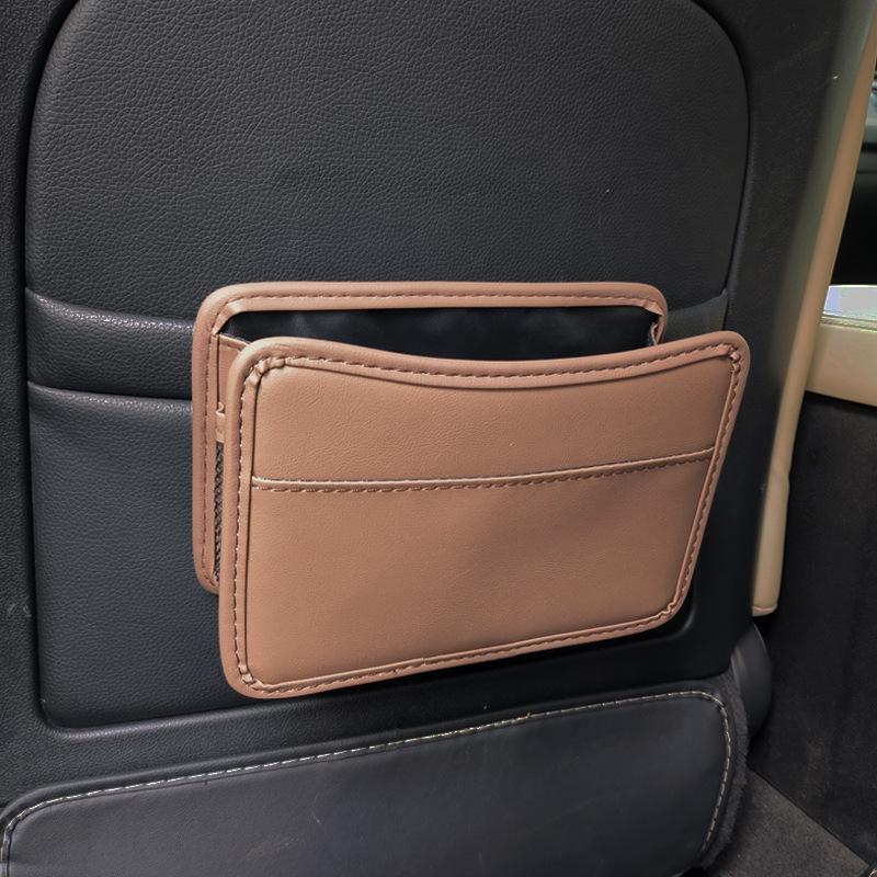 Car Trash Can 2-in-1 Door Seat Back Hanging Car Storage Leather Storage Box Multifunctional Door Storage Barrel Car Accessories