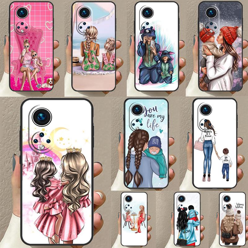 Super Mom Baby Girl Son Daughter For Huawei P20 P30 P40 P60 Pro P Smart Nova 9 5T Honor 70 90 50 Magic5 Lite X7a X9a X8a Case