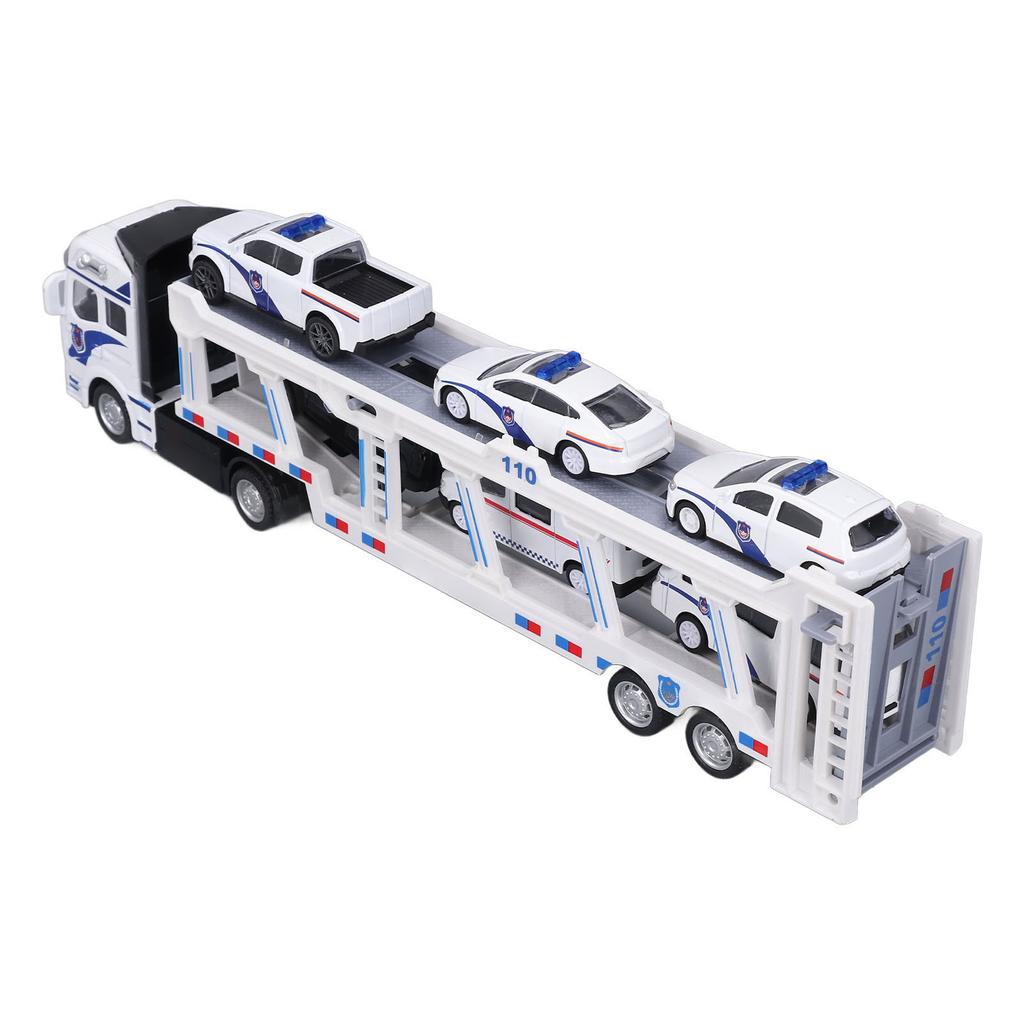 Transport Car Carrier Truck with 6 Alloy Car Model 2 Layers Carrier Truck Toy for Indoor Outdoor