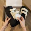 Thick bottom heightening cool slippers women's summer wear 2025 new muffin bottom slope heel with skirt heightening beach drag women