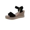 Wedge Heel Sandals Women's Summer Comfortable High Heels Casual Versatile Platform Muffin Shoes One-word Buckle Strap Roman Shoes