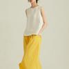 Women Clothing Vintage Simple Causal Vacation with Buttons Linen Tank Tops Summer Female V Neck White Loose Sleeveless Vest