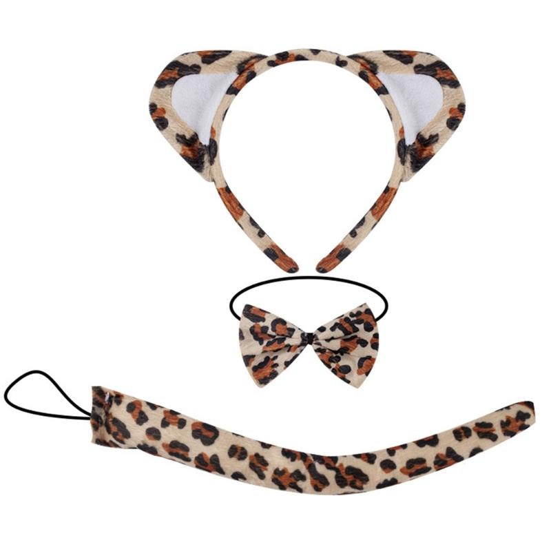 Kid Animal Costume Set Include Animal Ear Headband Tail Nose Bowtie Skirt Halloween Animal Leopard Animal Outfit