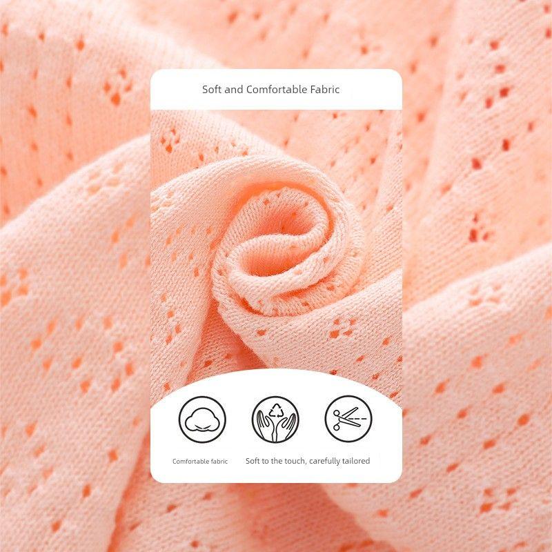 Summer Clothing Children's Knit Cardigan Sweater Thin Pure Color Girl Cut Out Coat Office Cardigan Baby Round Neck Clothes