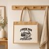 Sac Cabas Jute avec Poche J’peux pas je suis Chauffeur de taxi J'peux pas minimaliste | Toile de Jute et Coton 21 L Fond Plat Anses