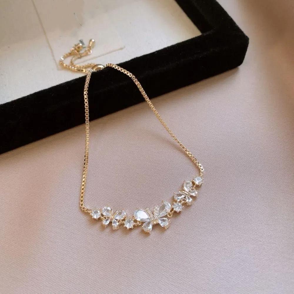 Adjustable Rhinestone Bracelet Hand  Jewelry Vintage Zircon Bangles  Lady