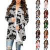 Damen Casual Strickjacke mit Langarm und Halloween-Print für Herbstfeste und Partys