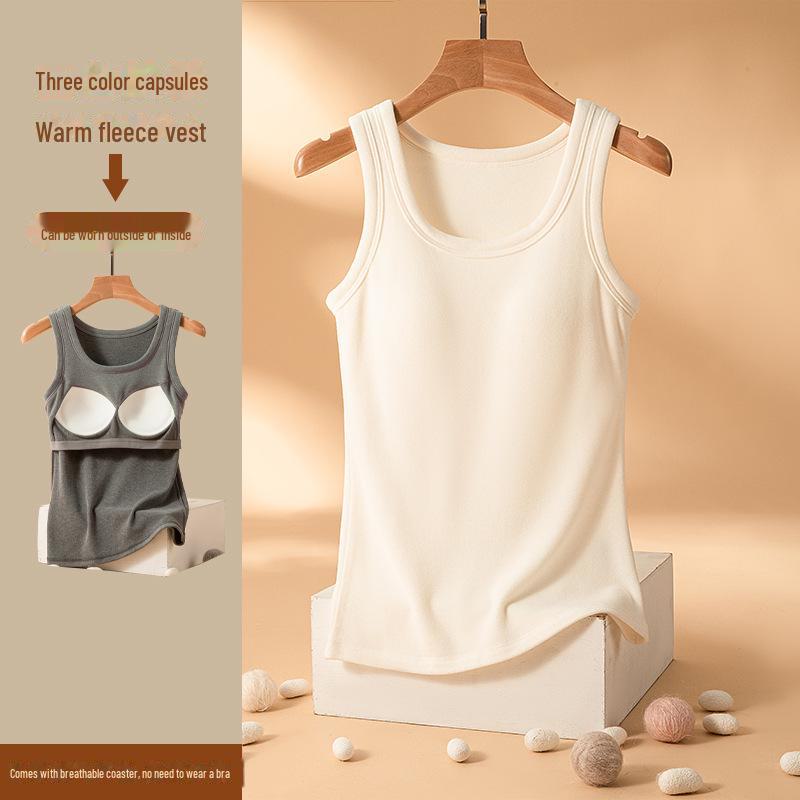 

Three-Color Elastic Velvet Vest for Women - Cozy, Slim Fit, with Chest Pad XL грязно-белый