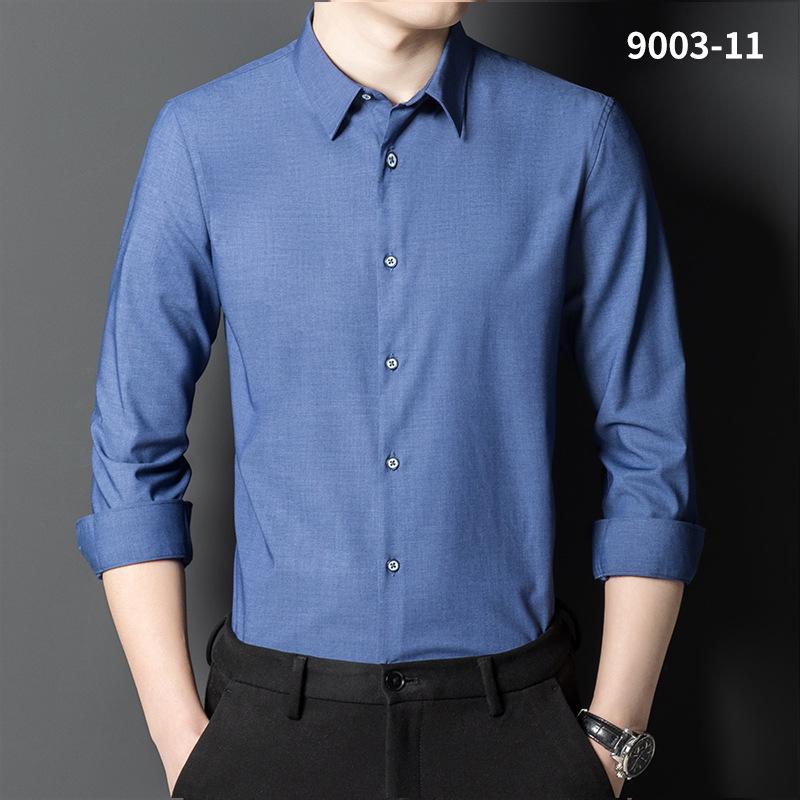 Męska koszula z długim rękawem z włókna bambusowego, elastyczna – nie wymaga prasowania, wielokolorowa, strój biznesowy casual