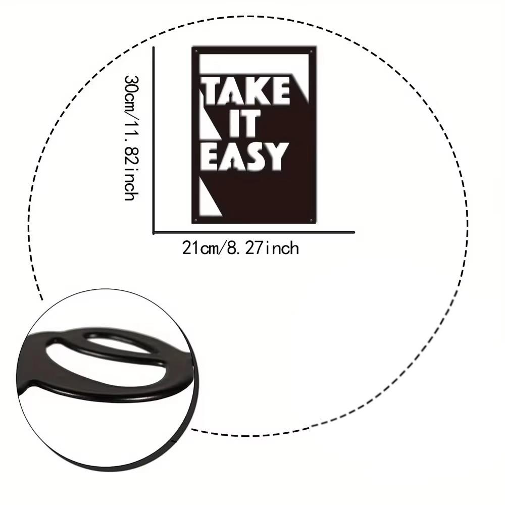 1 шт. Металлическое настенное искусство «Take It Easy» Стильное украшение интерьера — фото 3