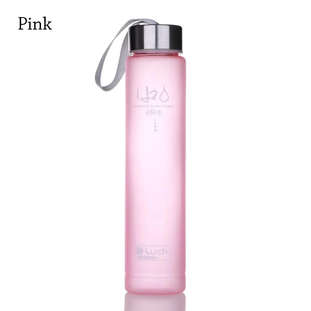 Square Water Bottle Plastic Clear Cup Leakproof Frosted Water Bottle Portable Drink Jug Practical PP Material Bottle with Straw