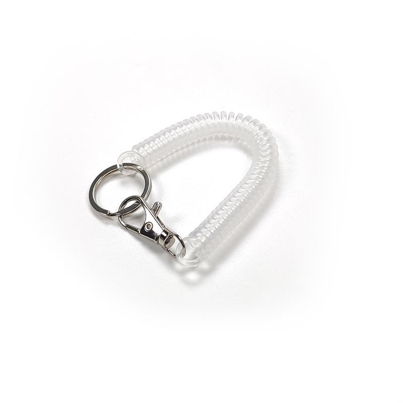 Colorful Retractable Plastic Spring Rope Keychain - Portable Anti-Lost Keyring