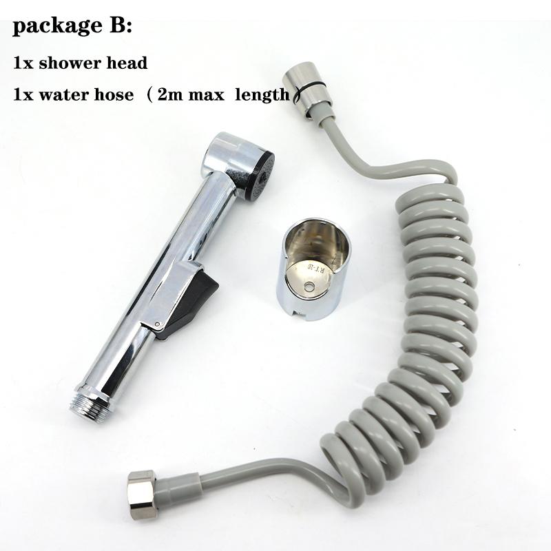 ABS Press Handheld Hose Spray Shower Head Hose Toilet Bidet Douche Bathroom Shower Self Cleaning Sprayer Kit Water Tap Valve