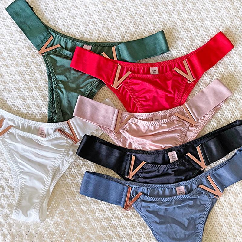 Frauen Sexy Höschen Sommer Seide G-String Mode V Wort 6 Farbe Unterwäsche Nahtlose Atmungsaktive Thongs Damen Dessous Dessous