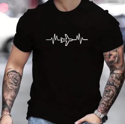 Summer Loose Size Creative Aircraft Graphic Printing Casual Round Neck Short Sleeve T-Shirt Top