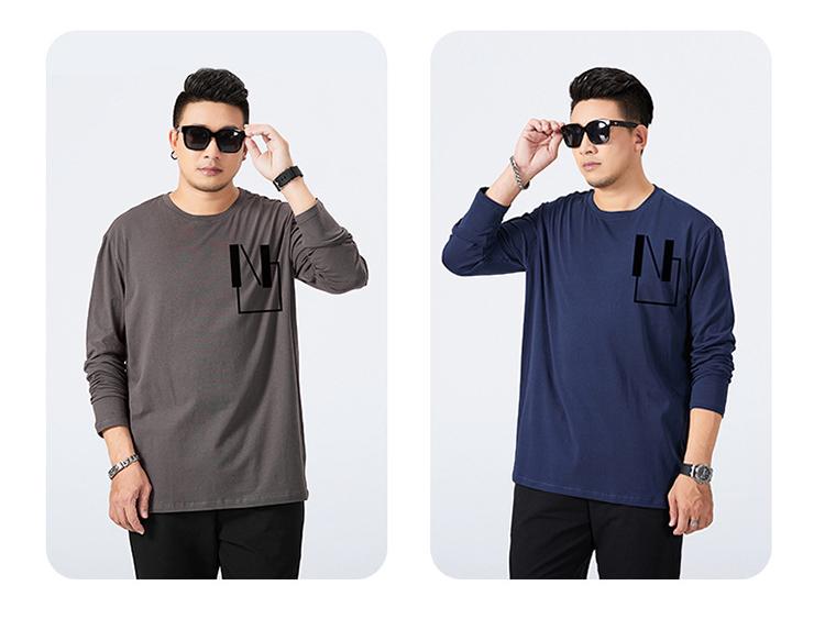 Męski T-shirt z długim rękawem o luźnym kroju w dużym rozmiarze na jesień (300 Jin)