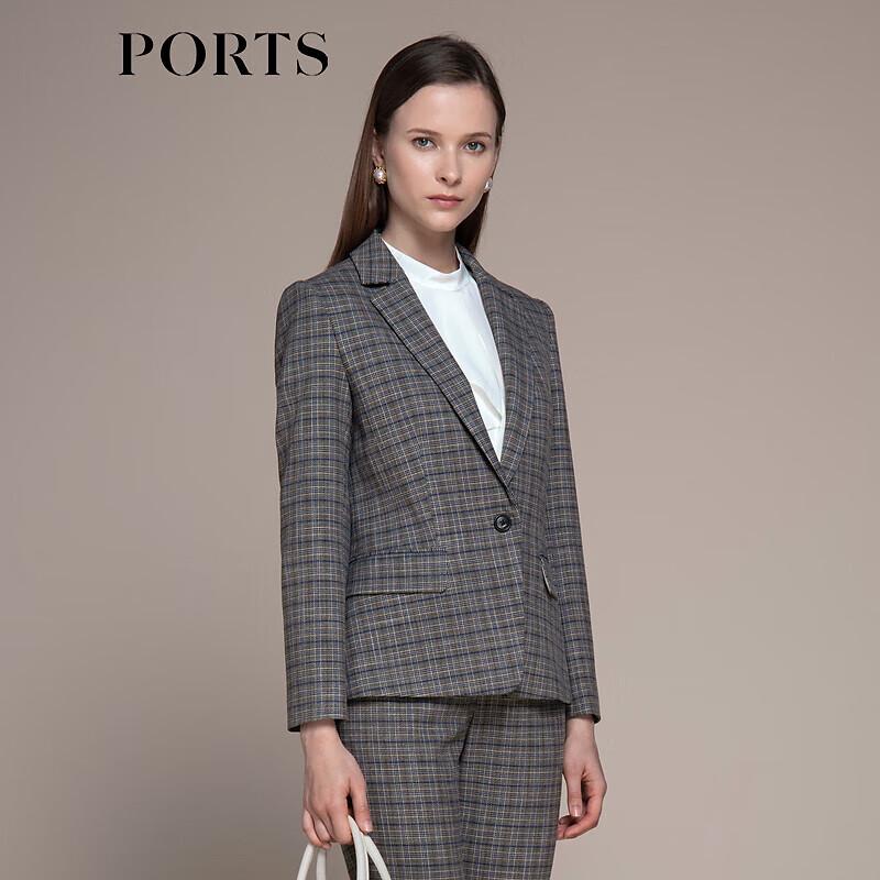 PORTS Women's Plaid Long Sleeve Blazer