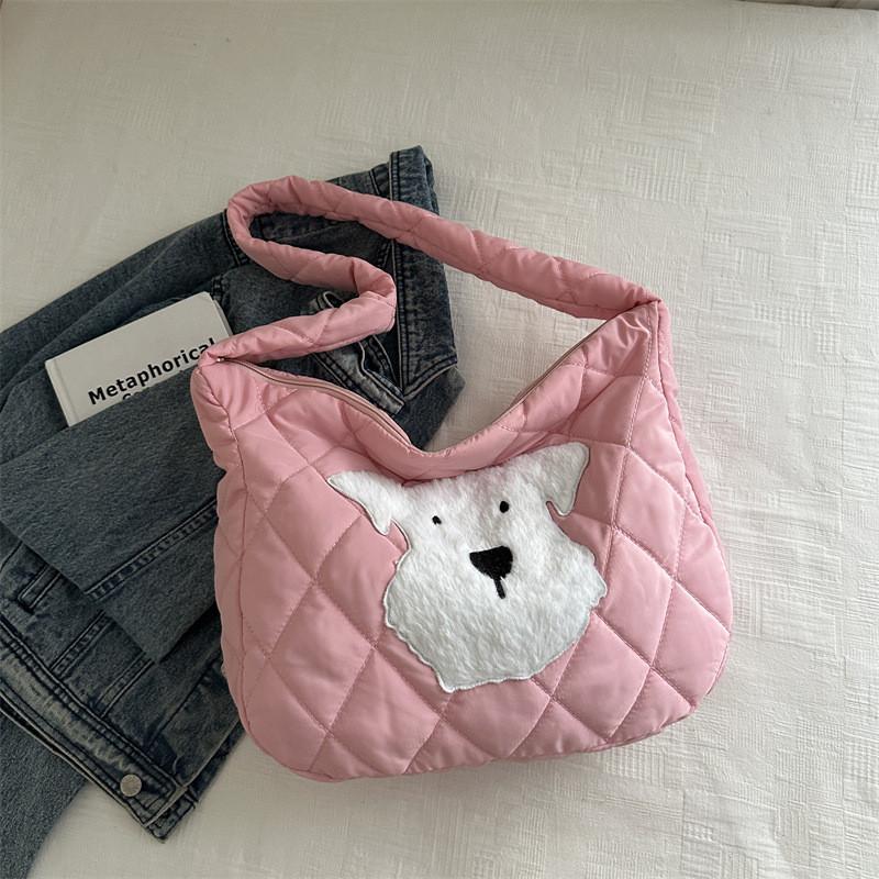 Chic And Spacious Cotton Tote Bag For Women In Black Pink Khaki And White