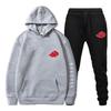New 2 Pieces Set Akatsuki Cloud Symbols Print Hoodies+Pants Tracksuit Men Women Sweatshirt Streetwear Pullover Sudaderas