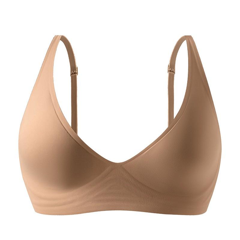 Wireless Soft Support Bra Small Busts - Seamless Push-Up With Fixed Straps Breathable Ice Silk Fabric 3/4 Cup