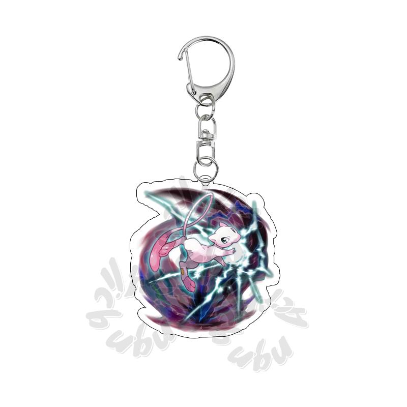 Cartoon MEW  Eevee POCKET Acrylic Keychain Students Anime Kawaii Key Ring Backpack Jewelry Charm Ornament Gifts for Friends Toy